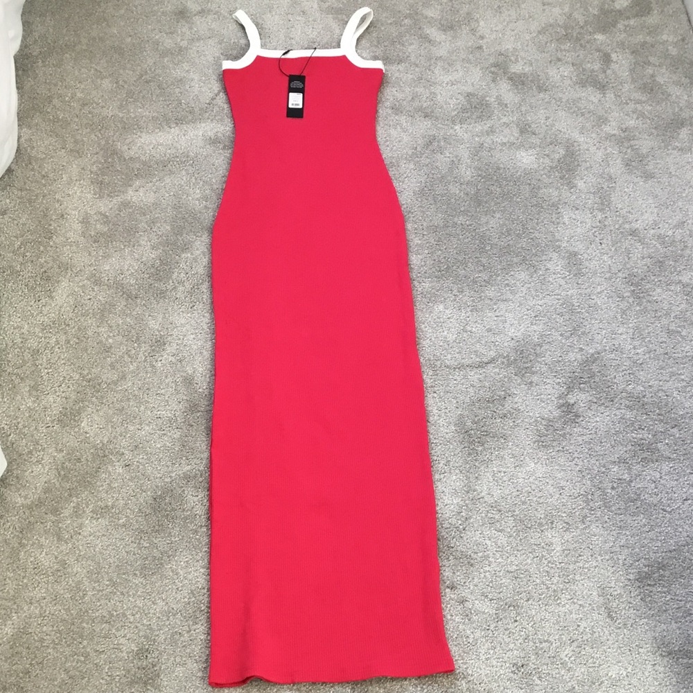 Fashion Nova Red Maxi Dress with White Trim